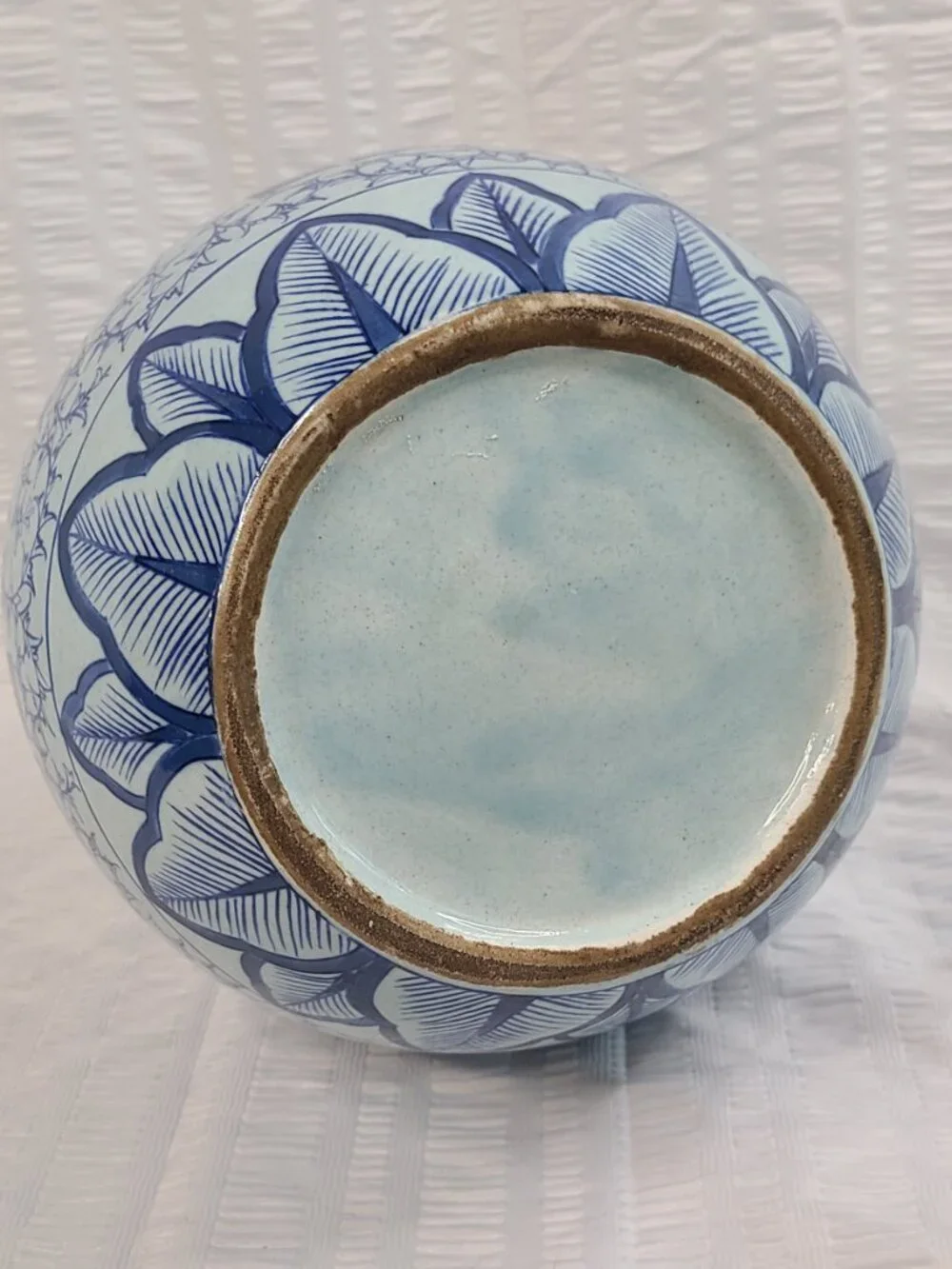 Vintage Chinese Porcelain Blue White Double Happiness Globe Vase 13”